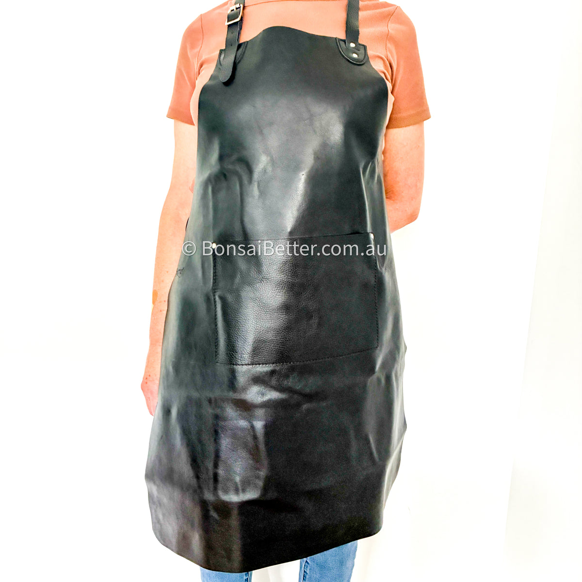 Black hand made Australian leather apron 