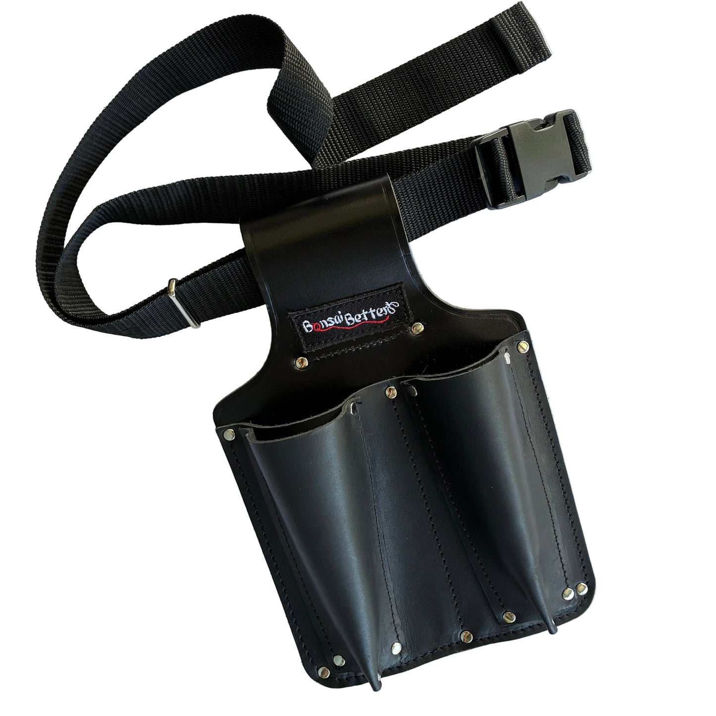 Leather bonsai tool holster with webbing belt bundle by Bonsai Better