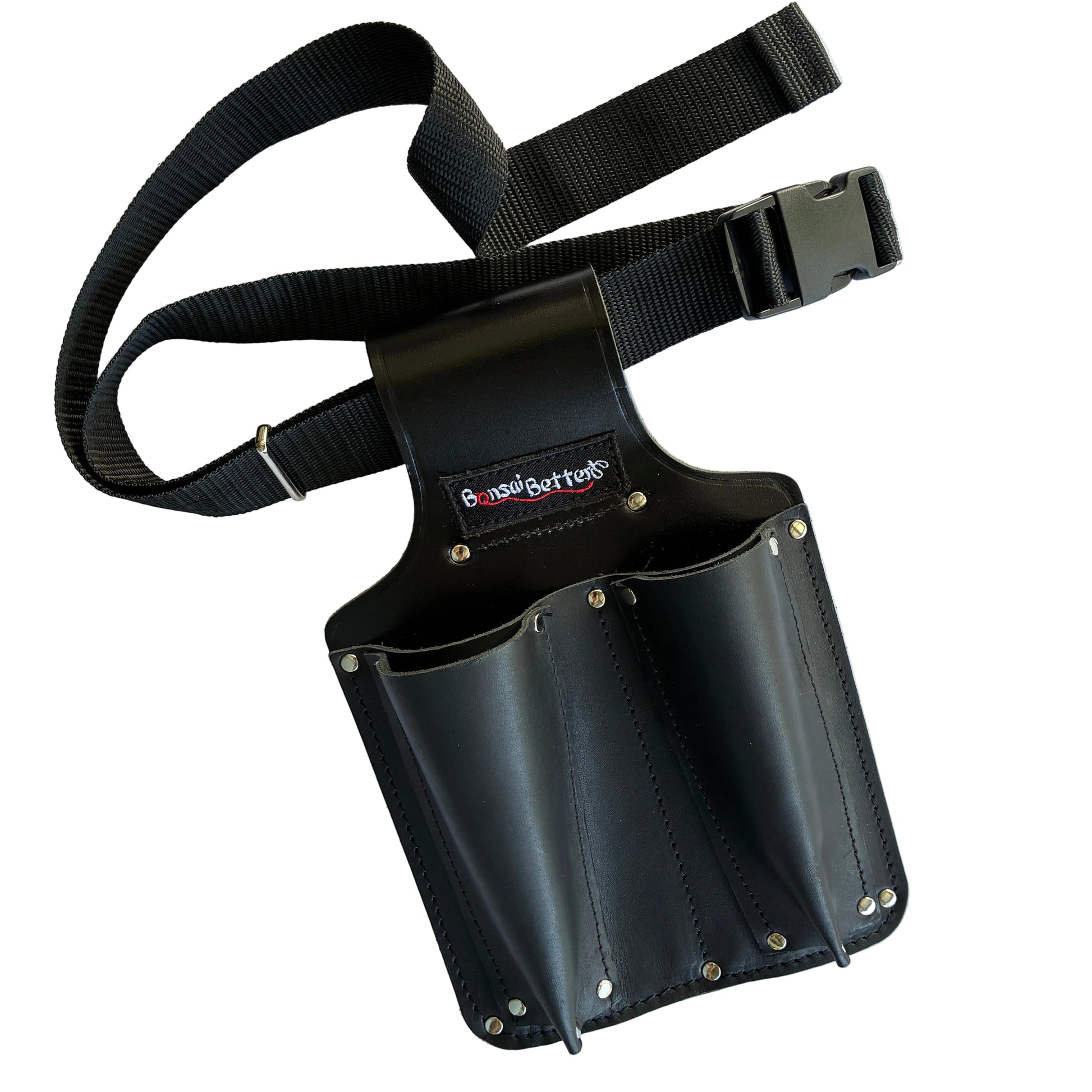 Leather bonsai tool holster with webbing belt bundle by Bonsai Better