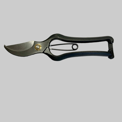 Gardening shears with black handles on a white background