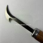 Bonsai carving tool with curved blade and wooden handle